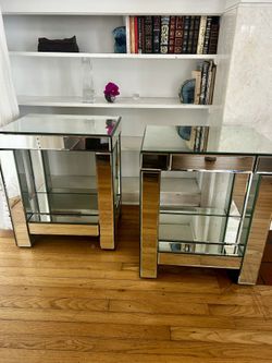 Pair (2) Mirror Side Tables