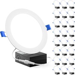 Sunco 24 Pack Recessed Lighting 6 Inch LED, Canless Ceiling Lights Slim with Junction Box, 850 LM, 14W (100W Equivalent), 2700K Soft White, Dimmable, 