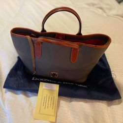 Dooney and Burke Grey Leather Brielle Tote in excellent condition.