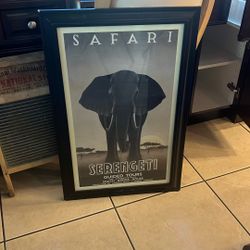 Safari Elephant Large Framed Print With Glass 92084