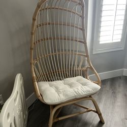 Fallon Natural Rattan Cocoon Chair with Cushion - World Market