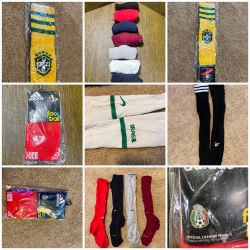 SOCCER SOCKS / NIKE / ADIDAS / UMBRO / Knee High ATHLETIC DRI-FIT/ 9 Pairs Lot / New & Used