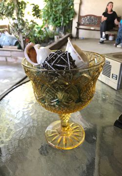 Yellow glass cup decoration