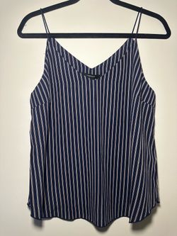 Forever 21 Navy and White Vertical Stripe Spaghetti Strap Cami