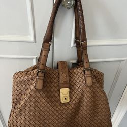 BOTTEGA VENETA Roma Hand Tote Bag Intrecciato -Caramel Color