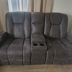 Leather Gray Couch Set With A rocking Chair All Recliner