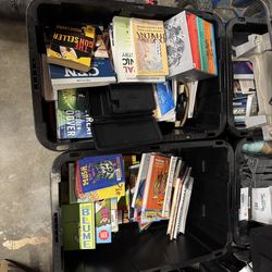 3 totes full of books