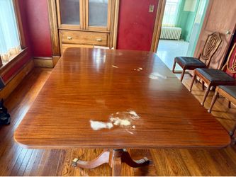 62” x 42” mahogany dining table w/ 6 chairs