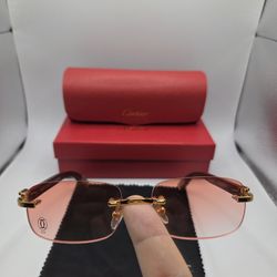 Cartier Pink Sunglasses With Box 