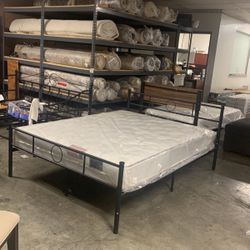 Queen Size Platform Bed With New Queen Mattress 