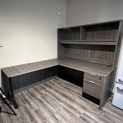 Home Office L Shape Desk With Hutch