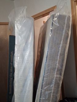 Full size bed frame and mattress and box spring