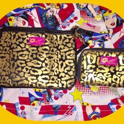 Betsey Johnson Leopard IPhone 5 wallet and Wristlet Purse