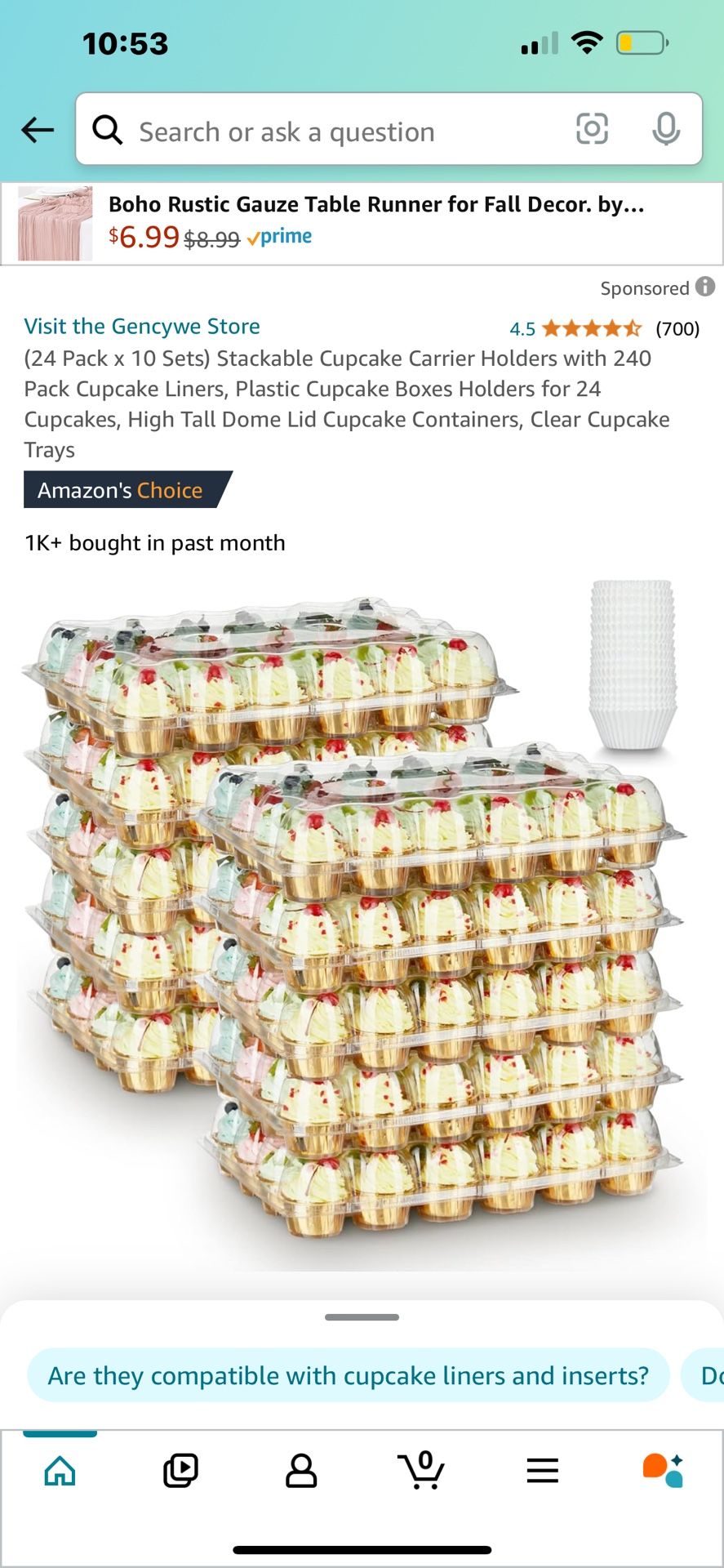 (24 Pack x 10 Sets) Stackable Cupcake Carrier Holders with 240 Pack Cupcake Liners, Plastic Cupcake Boxes Holders for 24 Cupcakes, High Tall Dome Lid