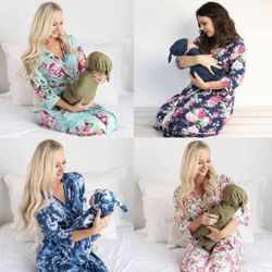 Baby boy Swaddle & Matching robe for mama