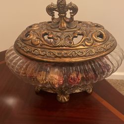 Decorative Table Glass/metal Piece 