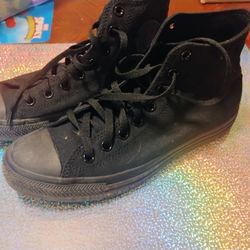 All Black Converse All Star High Tops Women's 10 Men's 8 