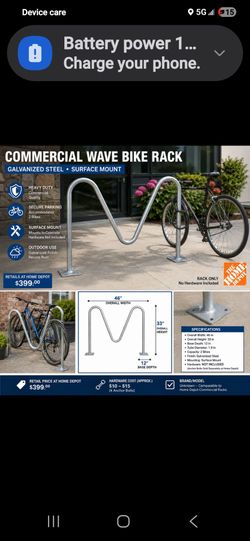 Steel Wave Bike Rack Surface Mount