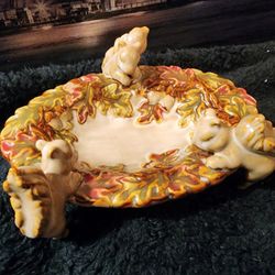 Vintage Ceramic Squirrel Candy Dish