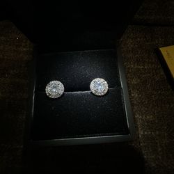 Moissanite Diamond Round Pave Earrings 6.5mm