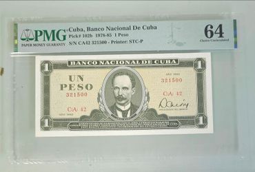 1 peso 1982 cuba jose marti pmg 64