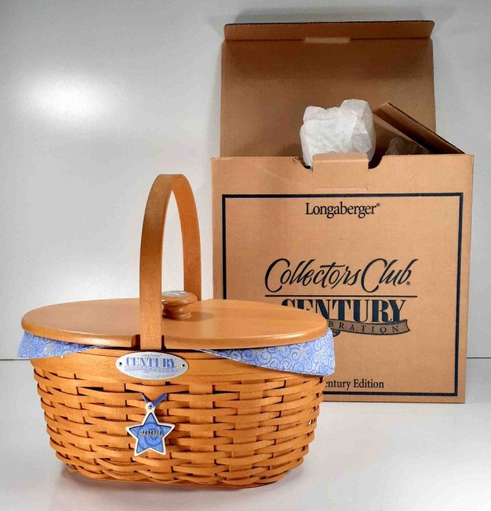 Longaberger 2000 Century Celebration Collectors Club Edition in Box, Lid, Fabric, Liner