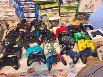 Large Lot of Mixed Video Game Controllers