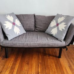 Beautiful Metal Linen Futon Love Seat