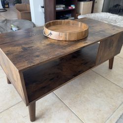 Midcentury Brown coffee table with storage 