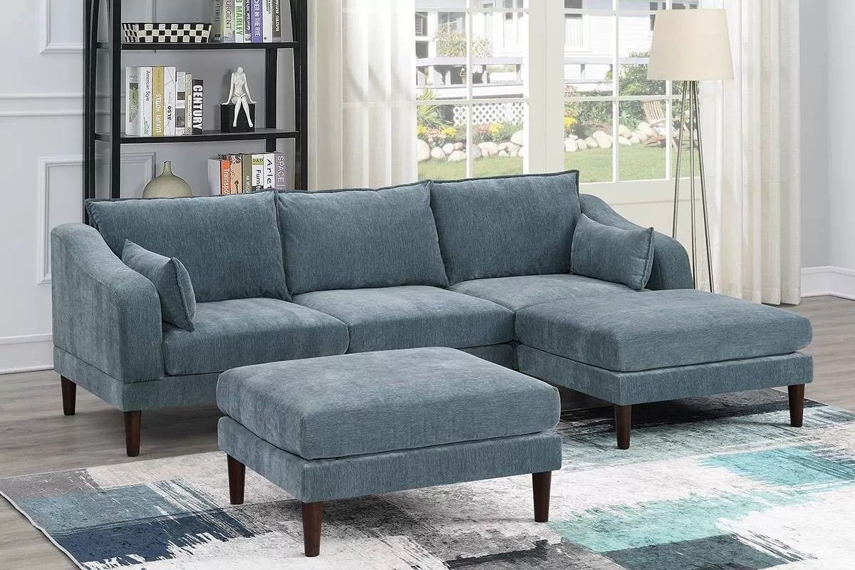 Brand New Grey Modular Sectional Sofa w Ottoman