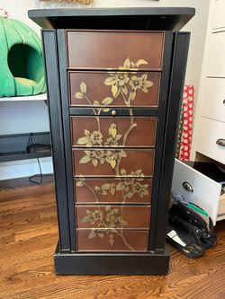 Asian-Style Floral Jewelry Armoire