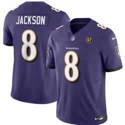 Men’s Baltimore Ravens #8 Lamar Jackson Purple 2023 F.U.S.E. With John Madden Patch Vapor Limited Football Jersey