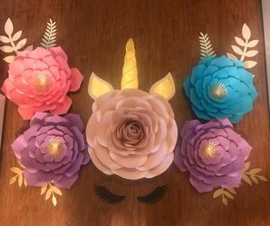 Unicorn theme Paper Flowers