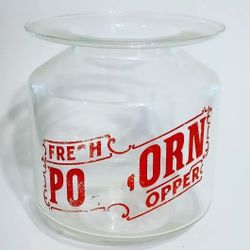 Vintage Midcentury Glass POPCORN bowl With Red Writing