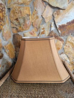 Bell Rectangle Cut Corner Brown Linen Lamp Shade - 1 Pair