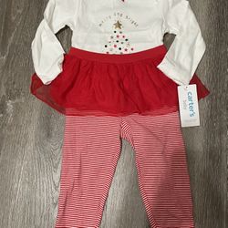 NWT Baby Girl Christmas Tree Outfit - 12 Months