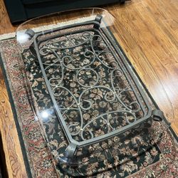 Glass Coffee Table With Decorative Metal Legs