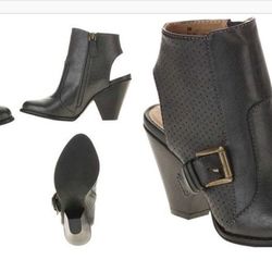 Charcoal Grey Perferated Booties -8