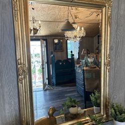 Large Vintage Gold Rectangle Mirror 