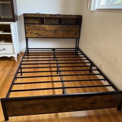 Full Size Bed Frame With Electrical Outlet 
