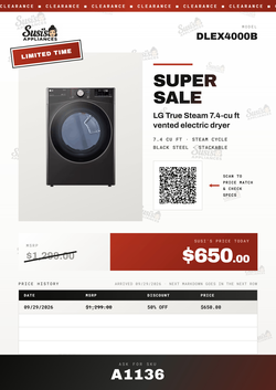 LG DLEX4000B Electric Dryer