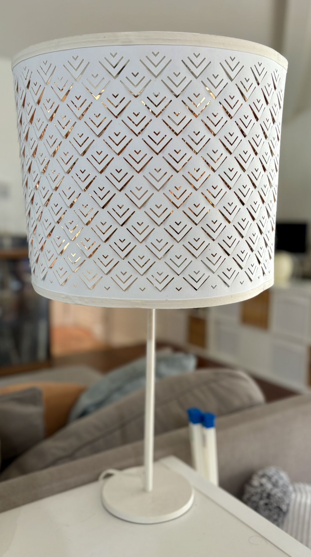 IKEA Table Lamp Shade/LightWith Base - White/copper 