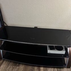 Modern 3-Tier Glass and Wood TV Stand with Mount