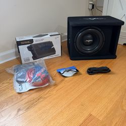 Skar Audio Single 10" 1200W ported box with complete set up with amp and wire kit and LOC