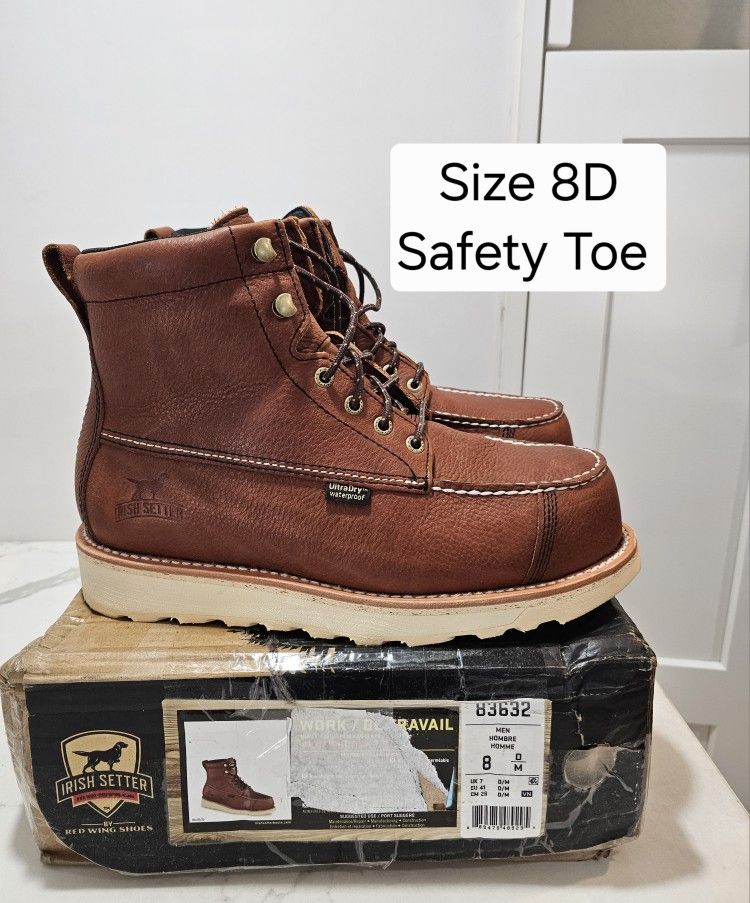 Red Wings Irish Setter Safety Toe Work Boots Size 8