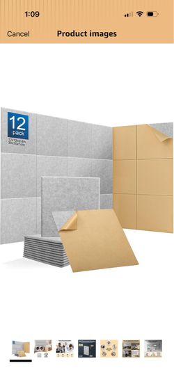 12Pack Acoustic wall Panels Panels 0.4" x 12" x 12" Soundproof Wall Panels Noise High Density Sound Dampening Panels Panels for Home Office Recoding S