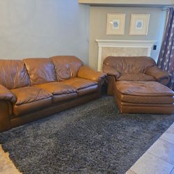 Leather Couch And Loveseat With Ottoman