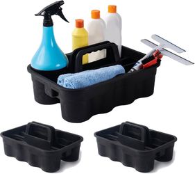 Matthew 3 Pack Large Plastic Tote Tool & Deluxe Supply Cleaning Caddy with Handle Portable Shower Basket Storage Caddy for Cleaning Products,Take-Out
