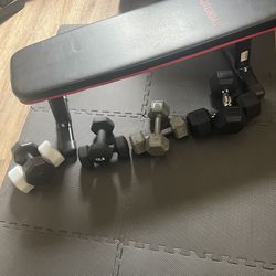 Weights, Bench and Mat Set. Sold as bundle or individually. See Description. 