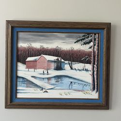 Framed Original Winter Painting 
